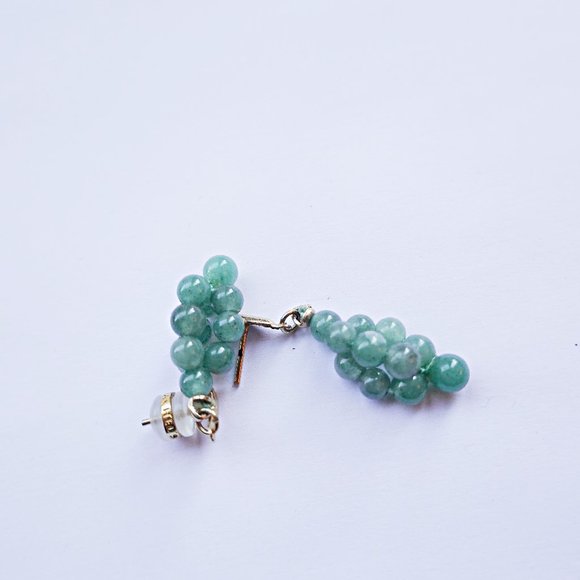 Genuine Jade Dangle Earrings With Cluster of Beads - Picture 1 of 2